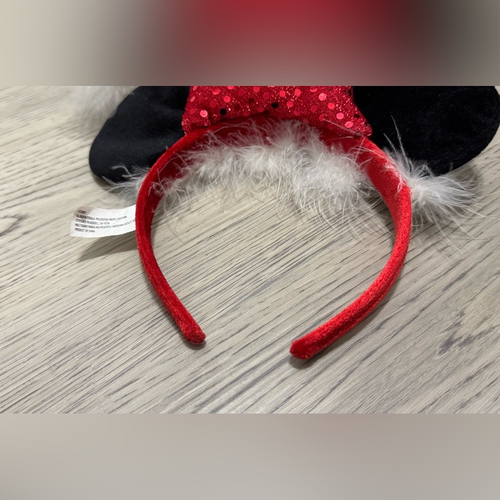 Vintage Rare Walt Disney Disney World Disneyland Red Sequin Christmas Ears - Picture 6 of 6